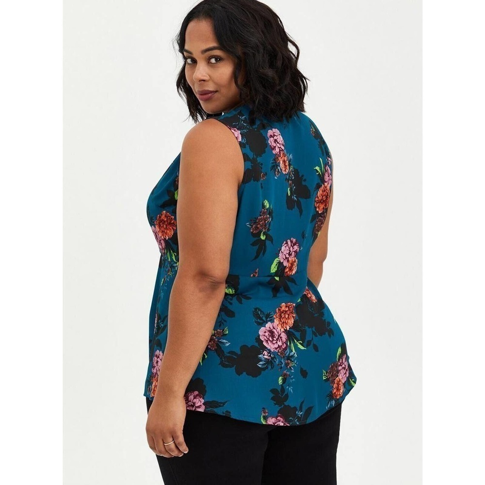 NWT Torrid Womens Blouse Size 5X Peplum Georgette Button Front Tie Front - Picture 2 of 5